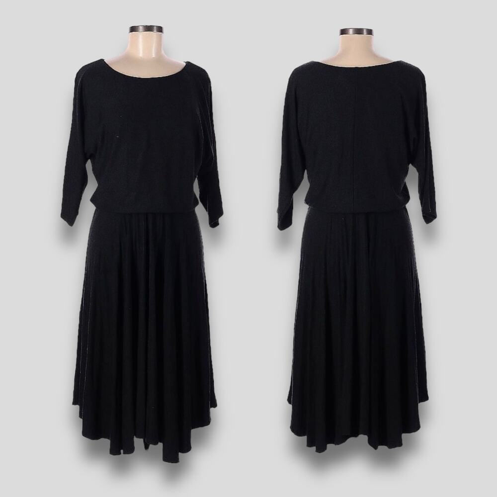 JOSEPH RIBKOFF CLASSIC CHIC STRETCH JERSEY KNIT LINED MIDI DRESS BLACK MEDIUM 8